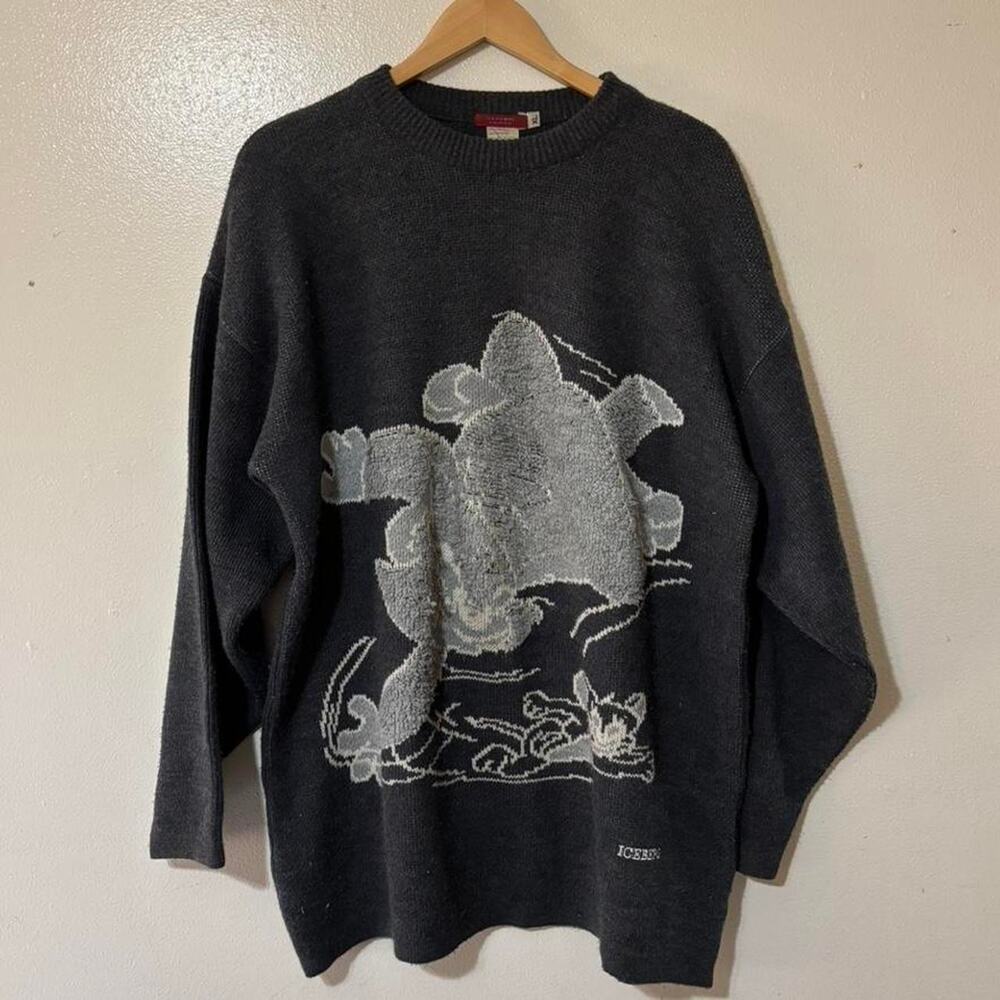 Vintage Iceberg History Tom and Jerry Gray Sweater Size Men’s XL